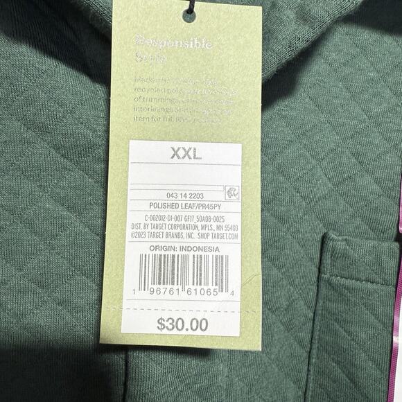 Goodfellow Shirt Men’s XXL Green Quilted Long Sleeve Polished Leaf Button-up - Picture 5 of 7